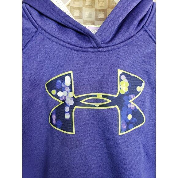 Under Armour Girls' Hoodie L UA Storm Coldgear Fleece Large Logo Pullover - Picture 3 of 5